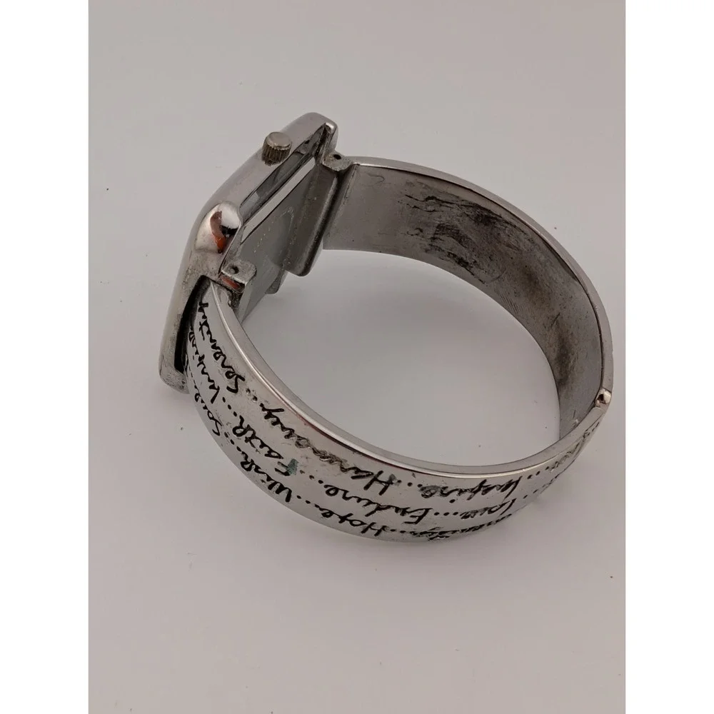 Love Hope Wish Faith Accutime Watch Women 36mm‎ Silver Bangle Band- New Battery